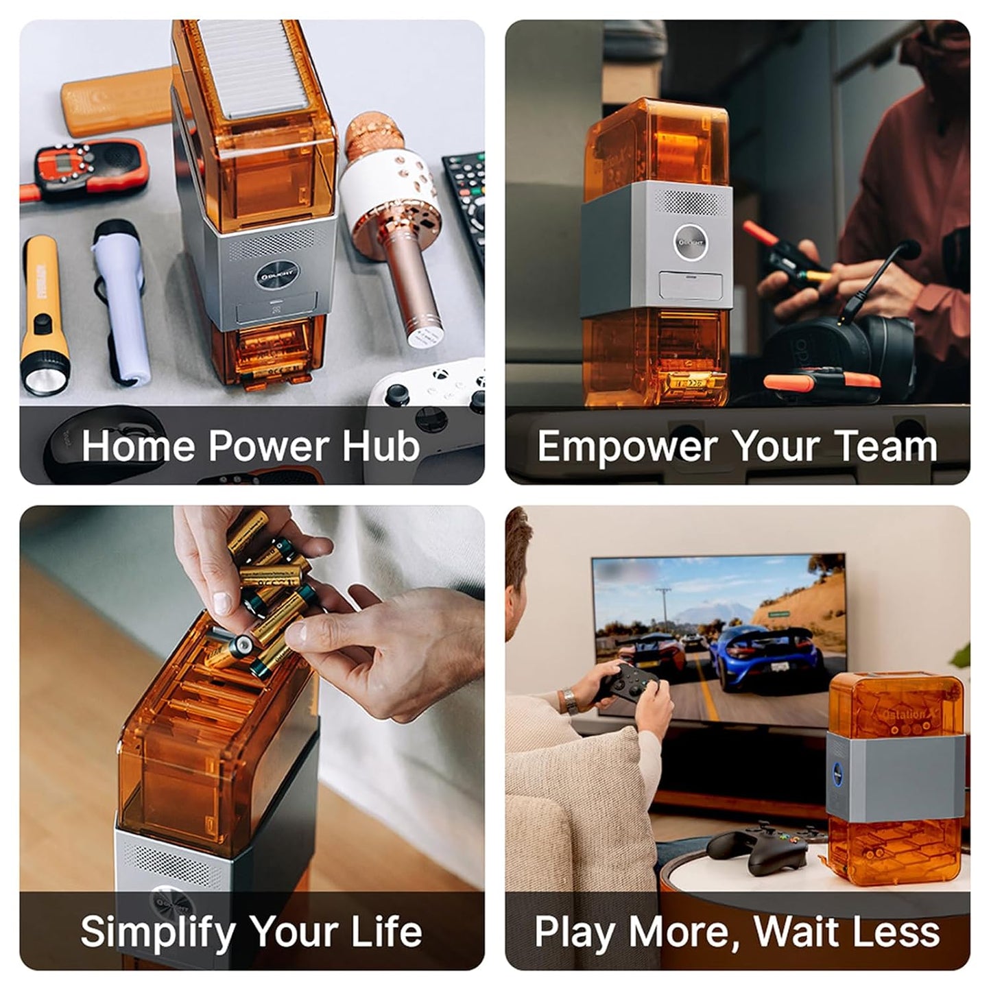 Ollght Ostation X Battery Charger Exclusively for Nimh AA Rechargeable Batteries, 3 in 1 Automatic Design for Charging, Testing & Storage, No Polarity Check Needed, Bad Battery Detection, APP Control