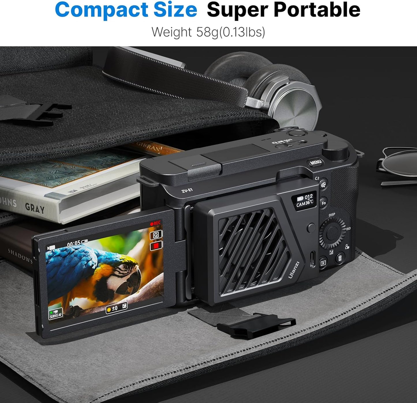 Upgrade Camera Cooling Fan for Sony/Canon/Fujifilm/Nikon DSLR Cameras Video Shooting Accessories Flexible Adjustment Spring Mount Design Camera Cooling Black