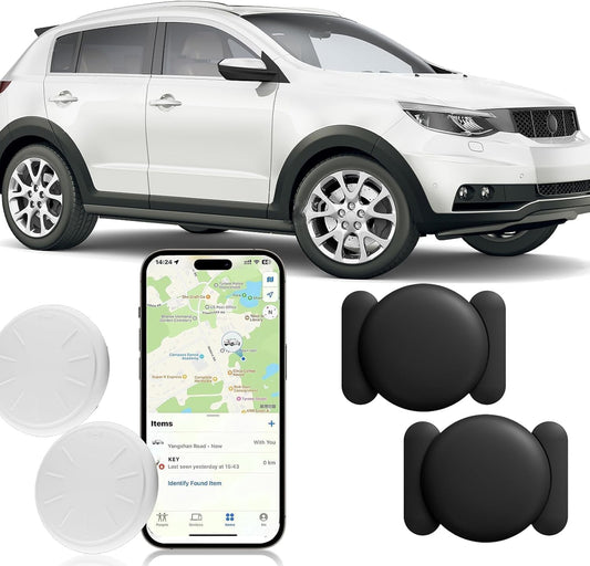 Tracker Device for Car,Vehicles,Mini Hidden Car Tracker with Magnetic Case,No Monthly Fee Real Time GPS Car Tracker Works with Apple Find My (Ios Only) (Black,2Pcs)
