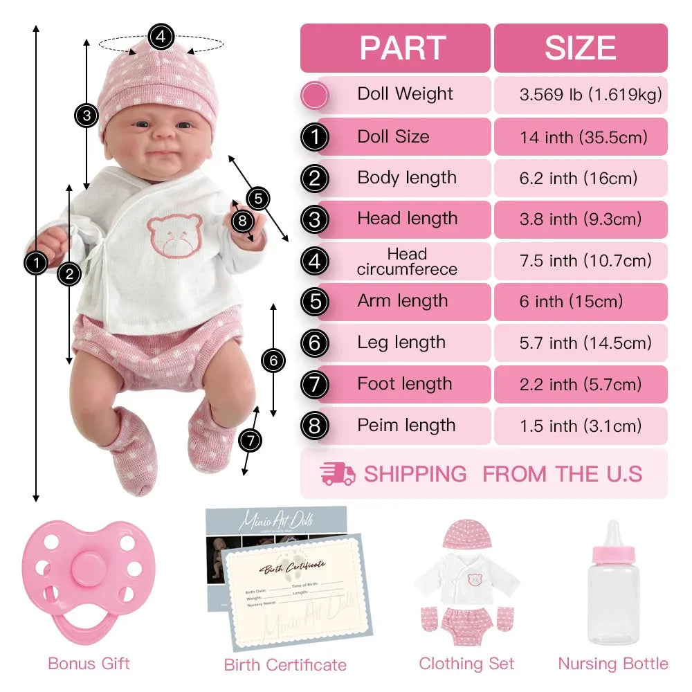 Dolls 14Inch Full Body Silicone Bebe Reborn Girl Coco Dolls Boy Isaac Doll Soft Lifelike Baby DIY Blank Toys 231024