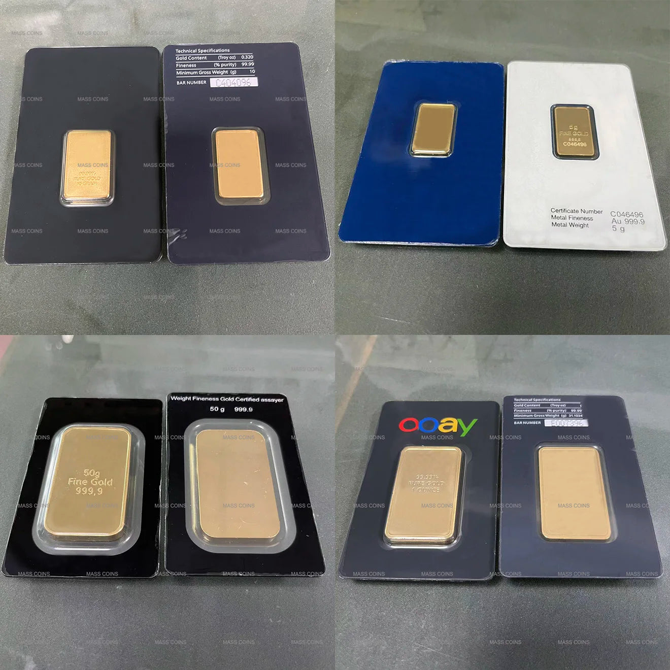 (Link 1) 1Oz/2.5G/5G/10G/20G/50G/100G Copper Bar 24K Gold Plated Bullion Ingot (Sealed Packaging) Non-Magnetic Unique Serial No.