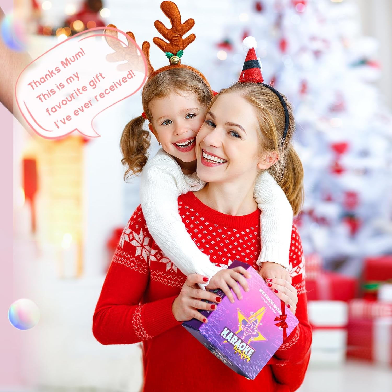 Mini Kids Karaoke Machine, Portable Bluetooth Speaker with Wireless Microphone, Christmas Kids Toys Gifts for Girls 4, 5, 6, 7, 8, 9, 10 +Year Old (Lightpink 1 Mic)