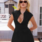 Women'S Sexy Deep V Neck Cap Sleeve A-Line Mini Club Party Dress