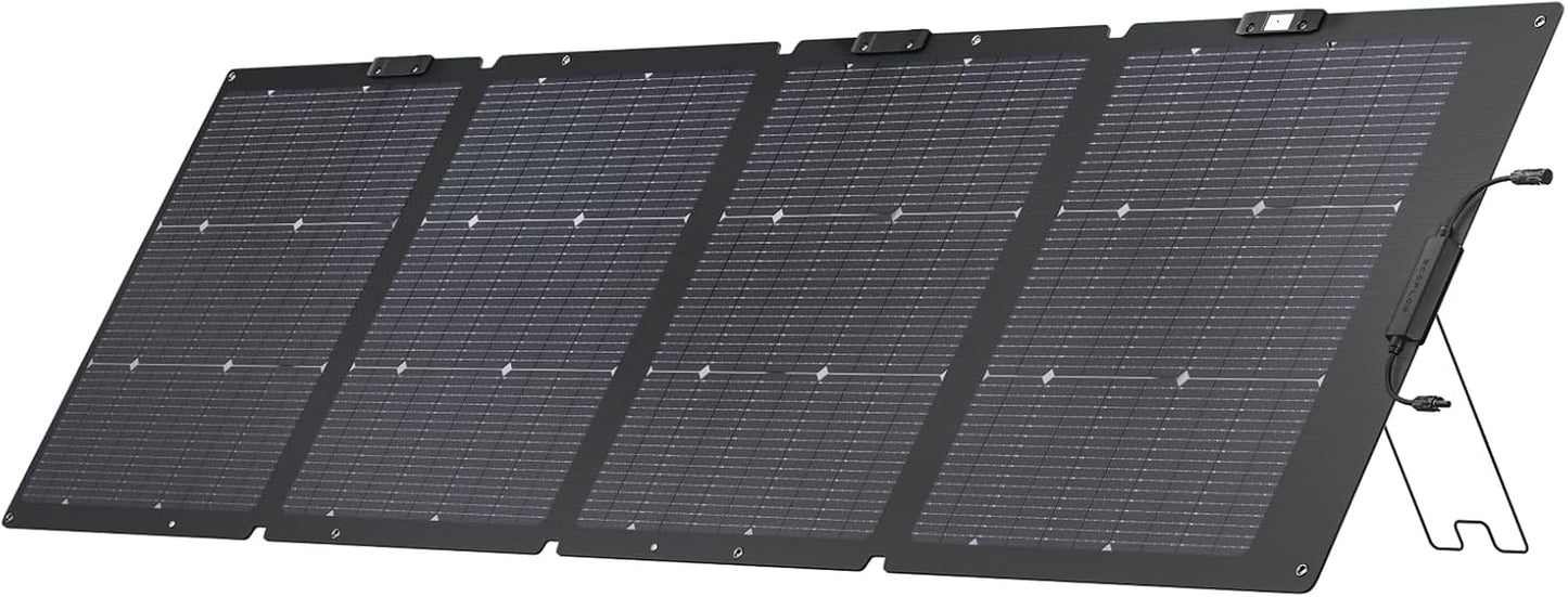 220W Portable Solar Panel, Bifacial Design up to 25% Conversion Efficiency N-Type Solar Cell, with Adjustable Kickstand, IP68 Waterproof, Foldable Solar Panel for Camping Rving Home Backup