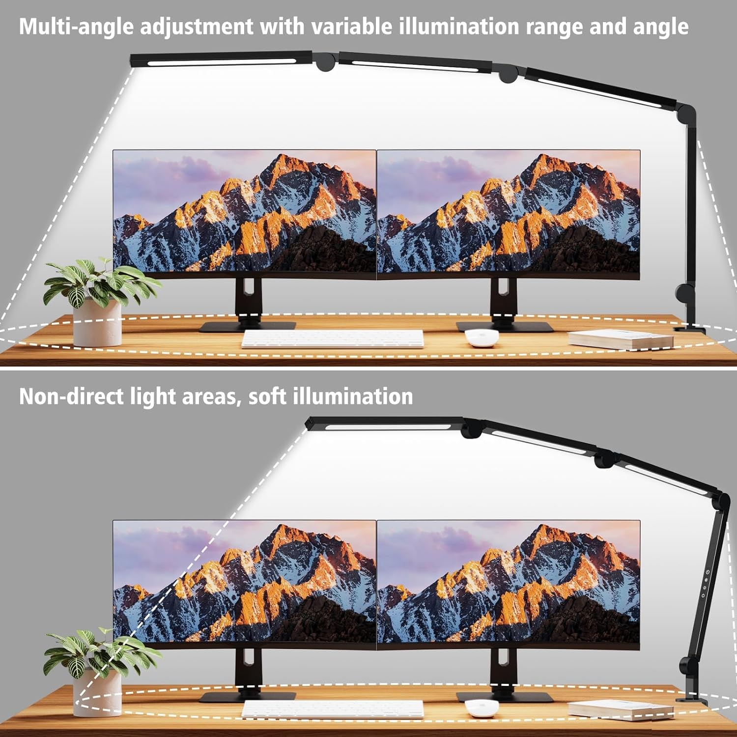 LED Desk Lamp with Clip,Flexible 4 Section 3 Light Source Office Desk Lamp,4 Color Temperatures and 5 Brightness Level Desk Light,Night Eye Protection Task Table Lamp for Home Office Studio Study Nail