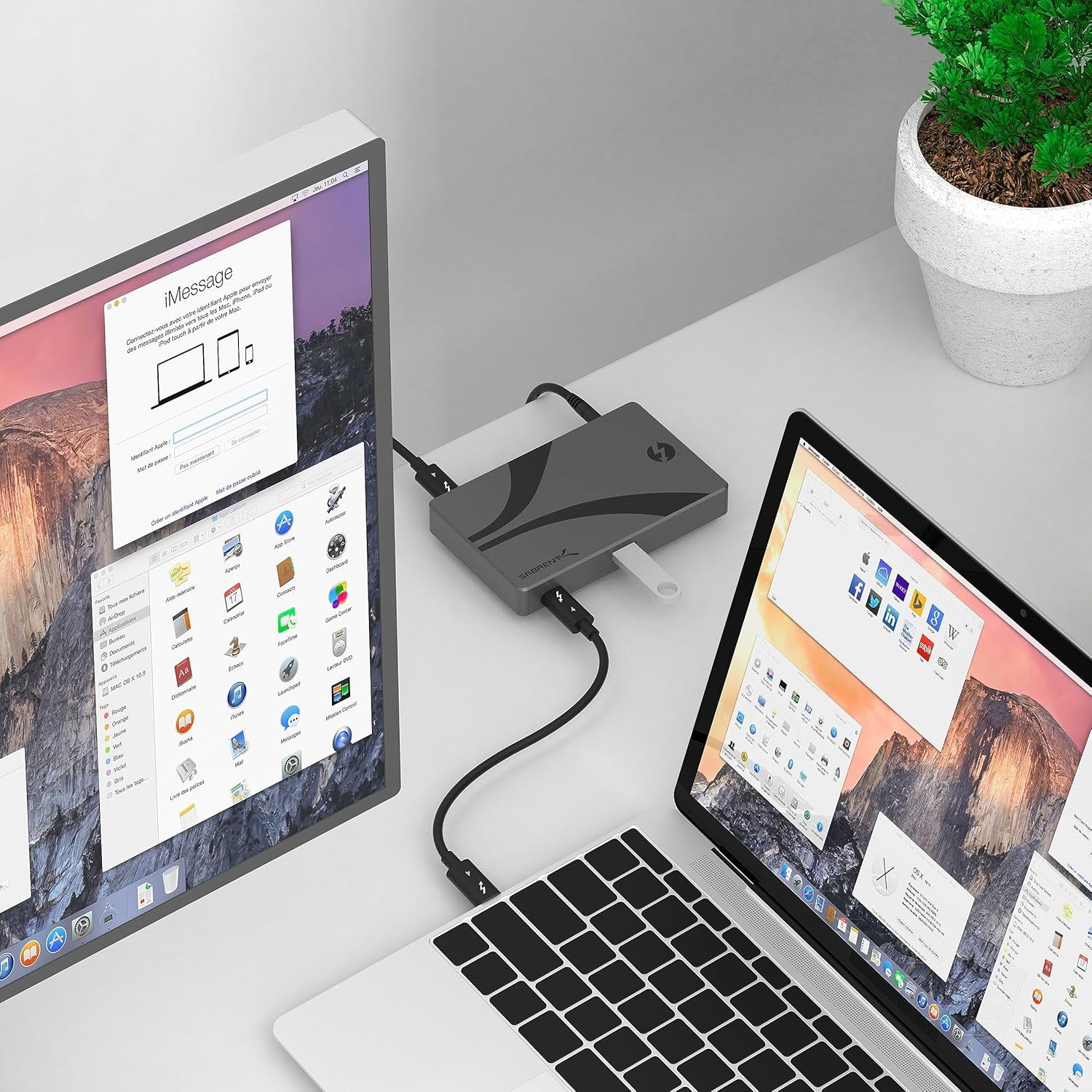 Thunderbolt 4 Hub, 60W Charging USB-C Dock for Laptops, 3X TB4 + 1X USB-A, Supports Dual 4K@60Hz or 8K@60Hz Display, Certified TB4 Cable, Macos/Windows Compatible (HB-TBT4)