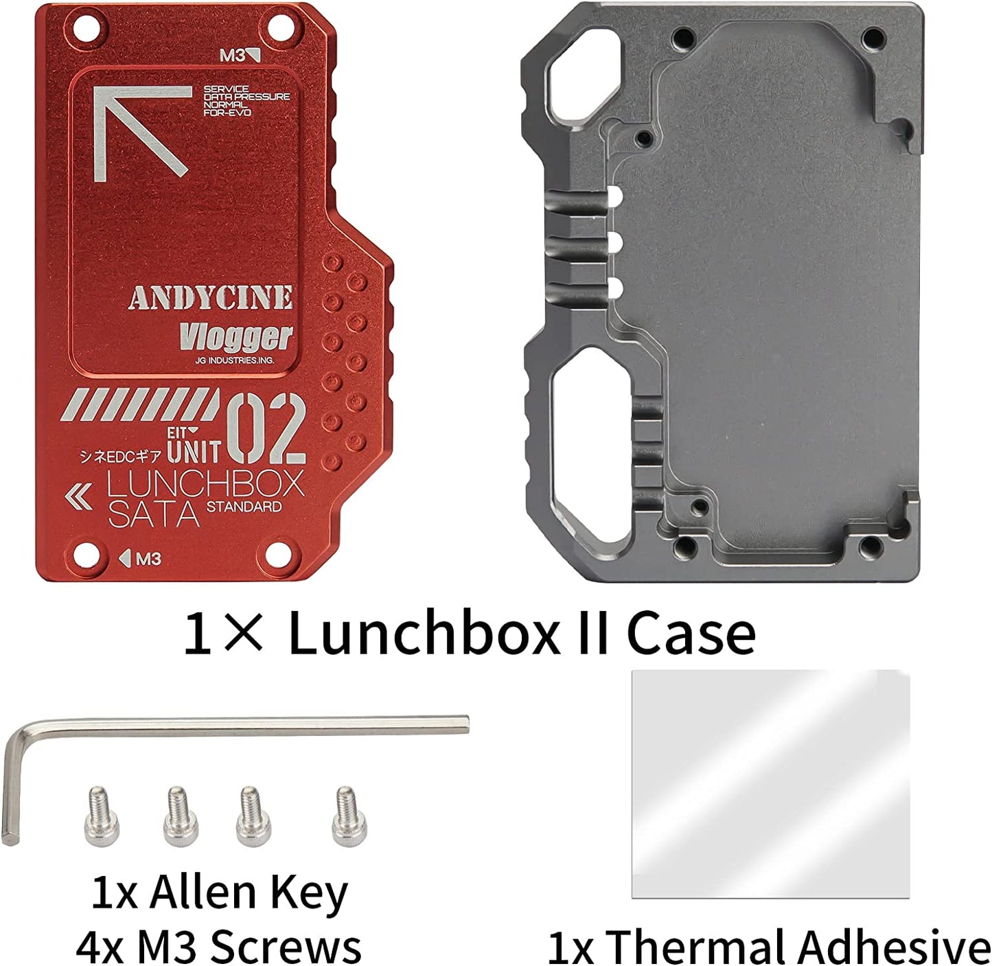 Lunchbox II Red DIY Metal Case for DIY SSD for Atomos Ninja V,V+, Ninja Flame, Ninja Inferno, and Shogun Inferno
