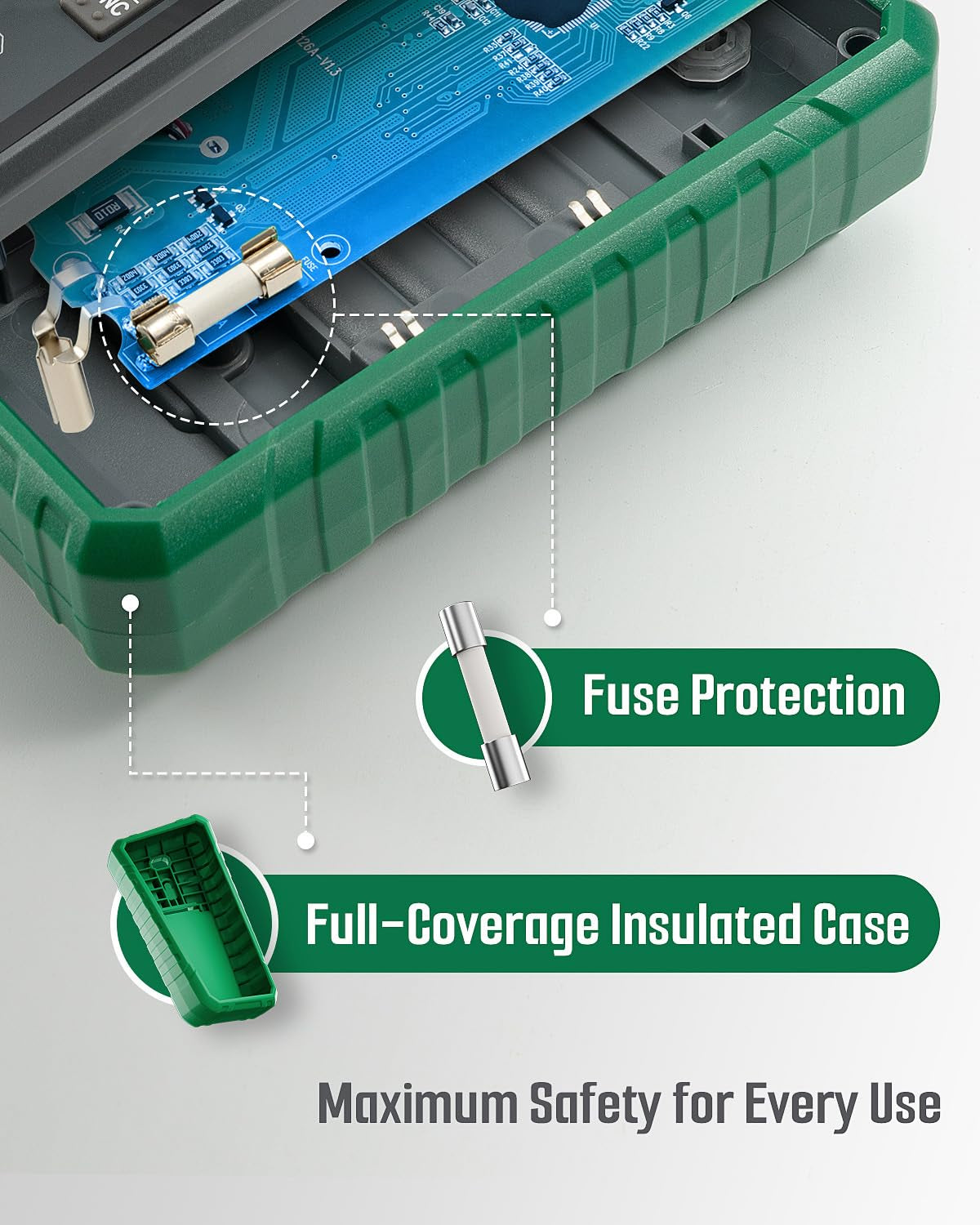 TSM-599 Smart Digital Multimeter, TRMS 6000 Counts, Voltage Tester, Volt Meter with NCV, DC/AC Voltage&Current, Resistance, Continuity, Diode, Capacitance, Hz%, Temperature, Live Wire - Green