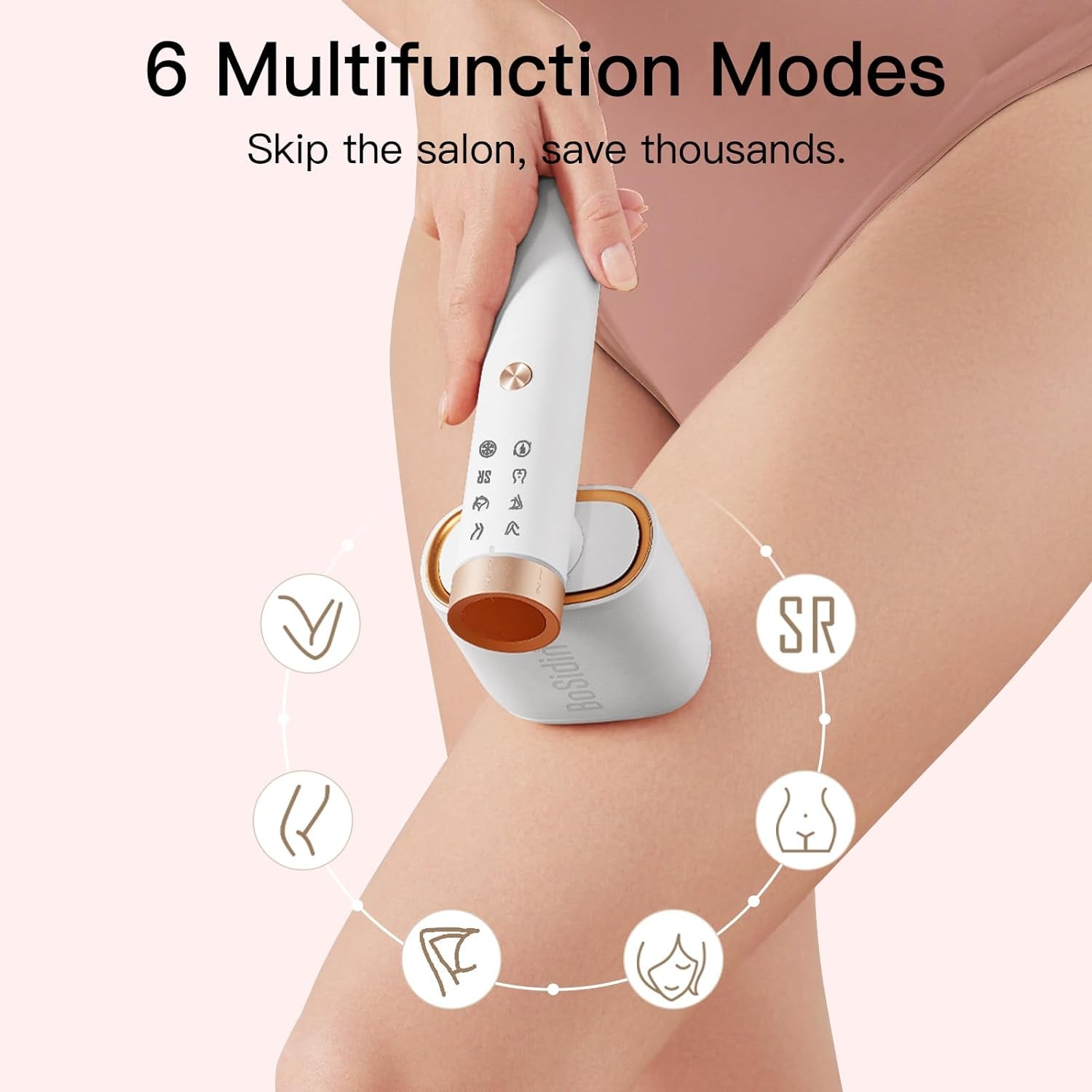 Laser Hair Removal,  IPL Hair Removal with Painless Ice-Cooling, 2-In-1 Face SR Rejuvenation, 6+1 Modes, 6 Levels Hair Removal for Women Permanent, Laser Hair Removal Kit with Shaver, Goggles