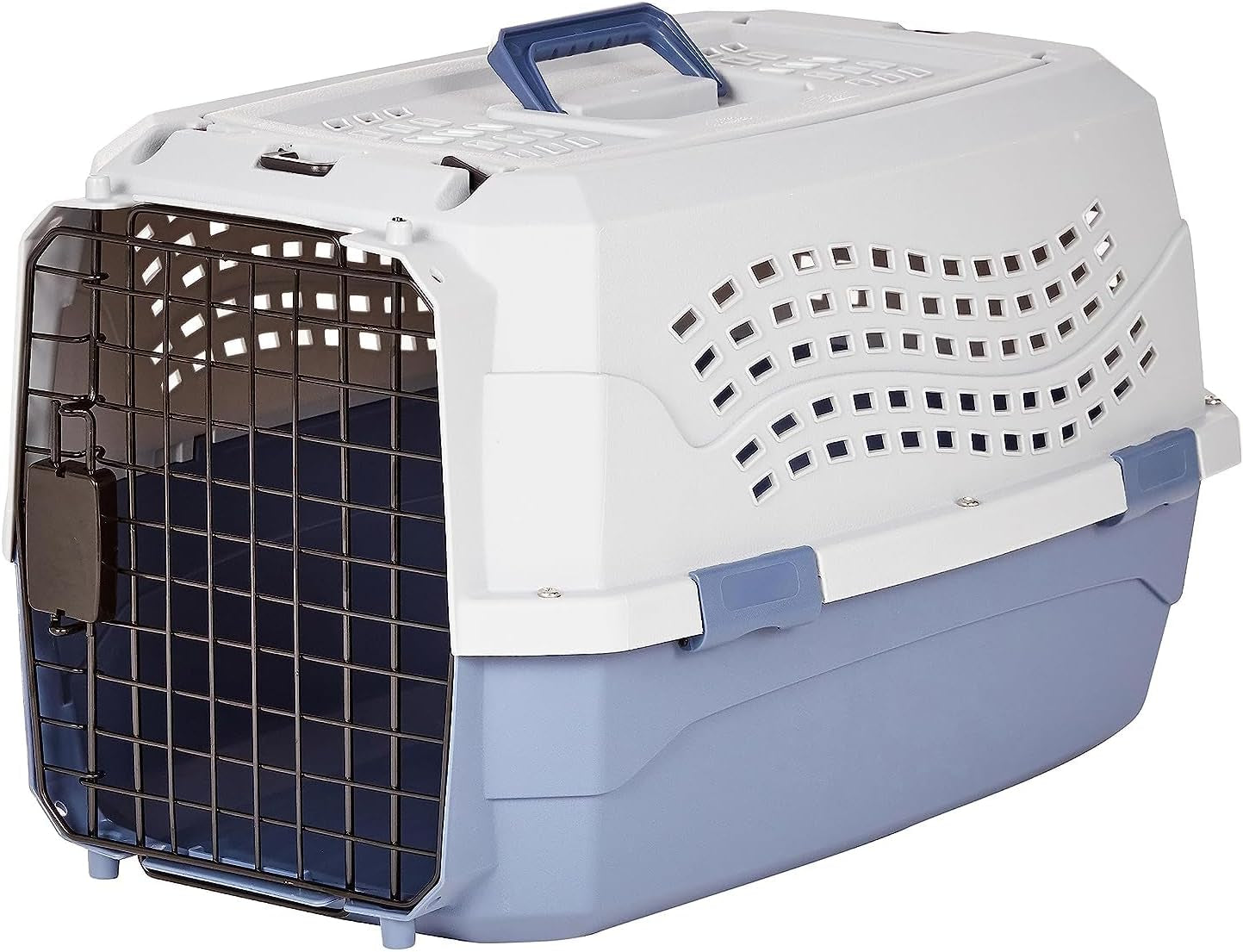 - 2-Door Top-Load Hard-Sided Dogs, Cats Pet Travel Carrier, Gray & Blue, 22.8"L X 15.0"W X 13.0"H