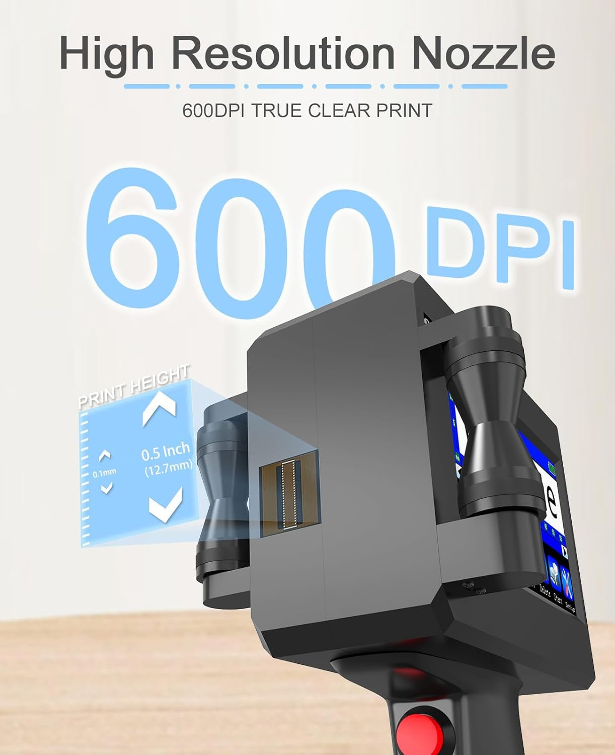 Upgrade Handheld Inkjet Printer, Ink Jet Printer for Text Qrcode Barcode Date Time Logo Batch Number Print on Metal Wood Glass Cloth Carton Plastic (Handheld Inkjet Printer)