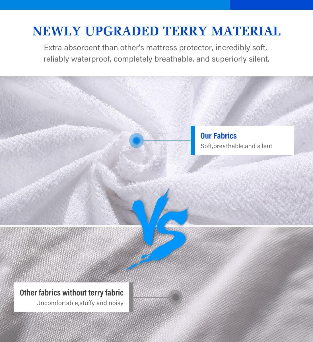 Full Size Mattress Protector,Waterproof Mattress Protector Full,Mattress Pad Cover Noiseless,Soft Breathable Cotton Terry for Pets Kids Adults 54" X 75"