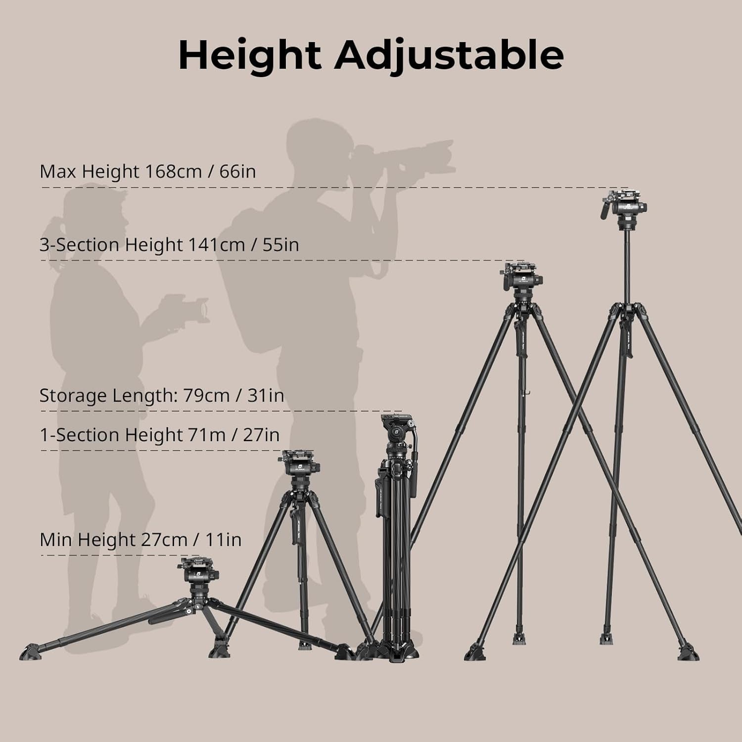 X Potato Jet Tribex Hydraulic Carbon Fiber Tripod, Fast Extend Camera Video Tripod with 4-Step Counterbalance Fluid Head, Step-Less Damping on Pan/Tilt, Load 13.2Lbs for Dslr(Standard Series)
