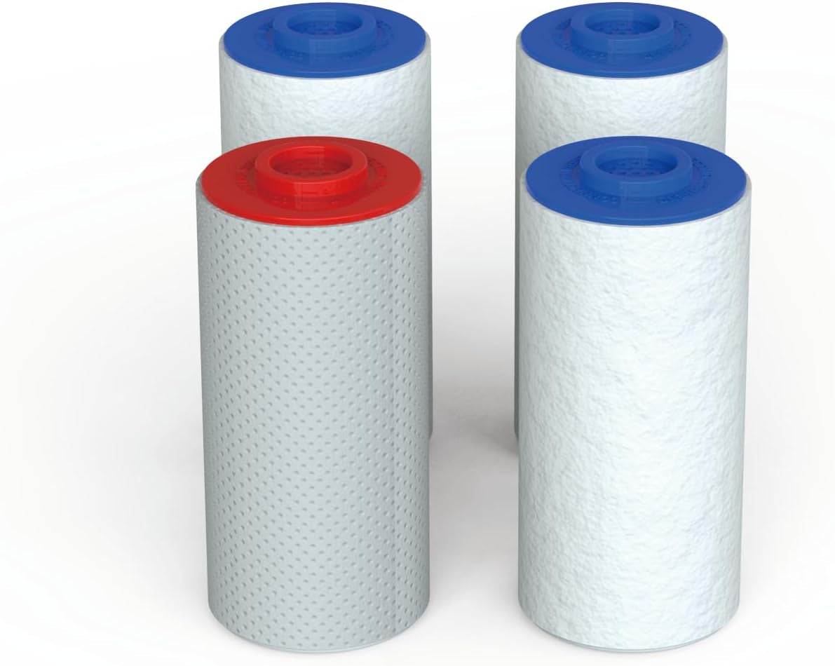 Duo Shower Filter Replacement Cartridges Full Set + Extra Filters - NSF Certified Shower Filter, Removes Chlorine, PFAS, & Particulates, Clinically Tested for Healthier Skin & Hair (3+1)