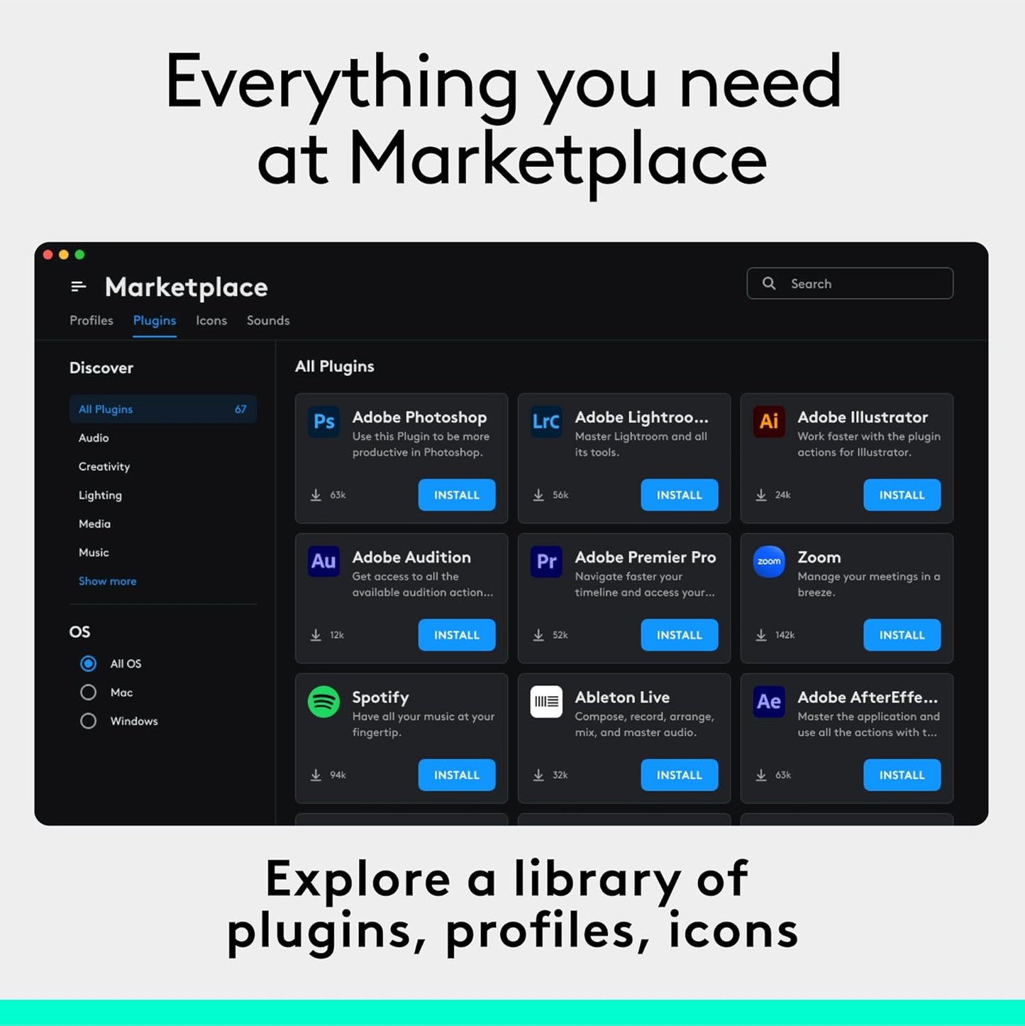 MX Creative Console - 9 Customizable LCD Keys, Control Dial for Graphic Design, Video Editing, Control Adobe, Zoom, Spotify and More - Graphite, with 3-Month Adobe Creative Cloud Membership