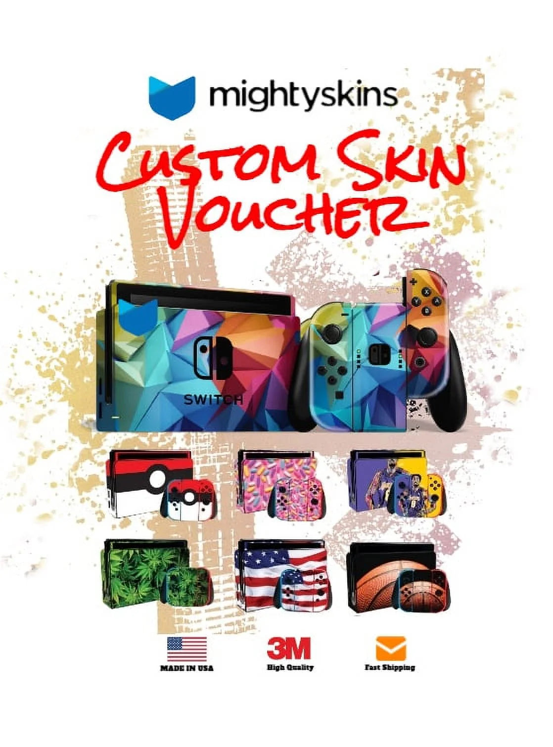 Switch OLED Neon Red/Blue Edition Bundle with Mario Kart 8 Deluxe Game + Mightyskins Voucher – (JP Edition) - Japan Import with US Plug