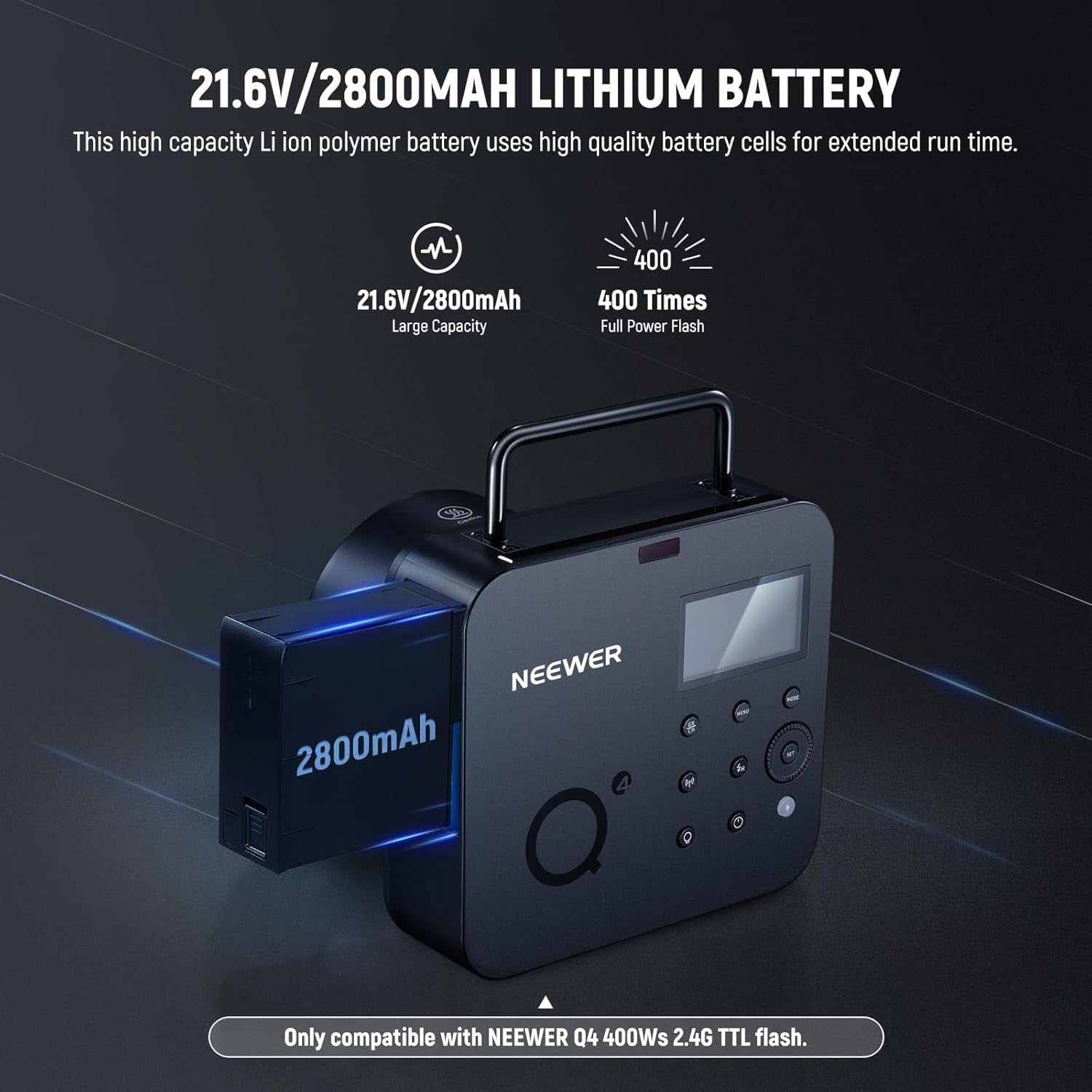 Q4 Battery Pack 21.6V/2800Mah Lithium Rechargeable Battery Replacement Only Q4 Studio Flash Strobe Light, NB-Q4