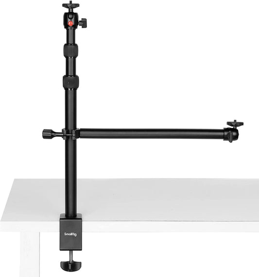 Camera Desk Mount Table Stand with Magic Arm and 1/4" Ball Head, 13"-35.4" Adjustable Light Stand, Tabletop C Clamp for DSLR Camera, Ring Light, Live Streaming, Photo Video Shooting - 3992
