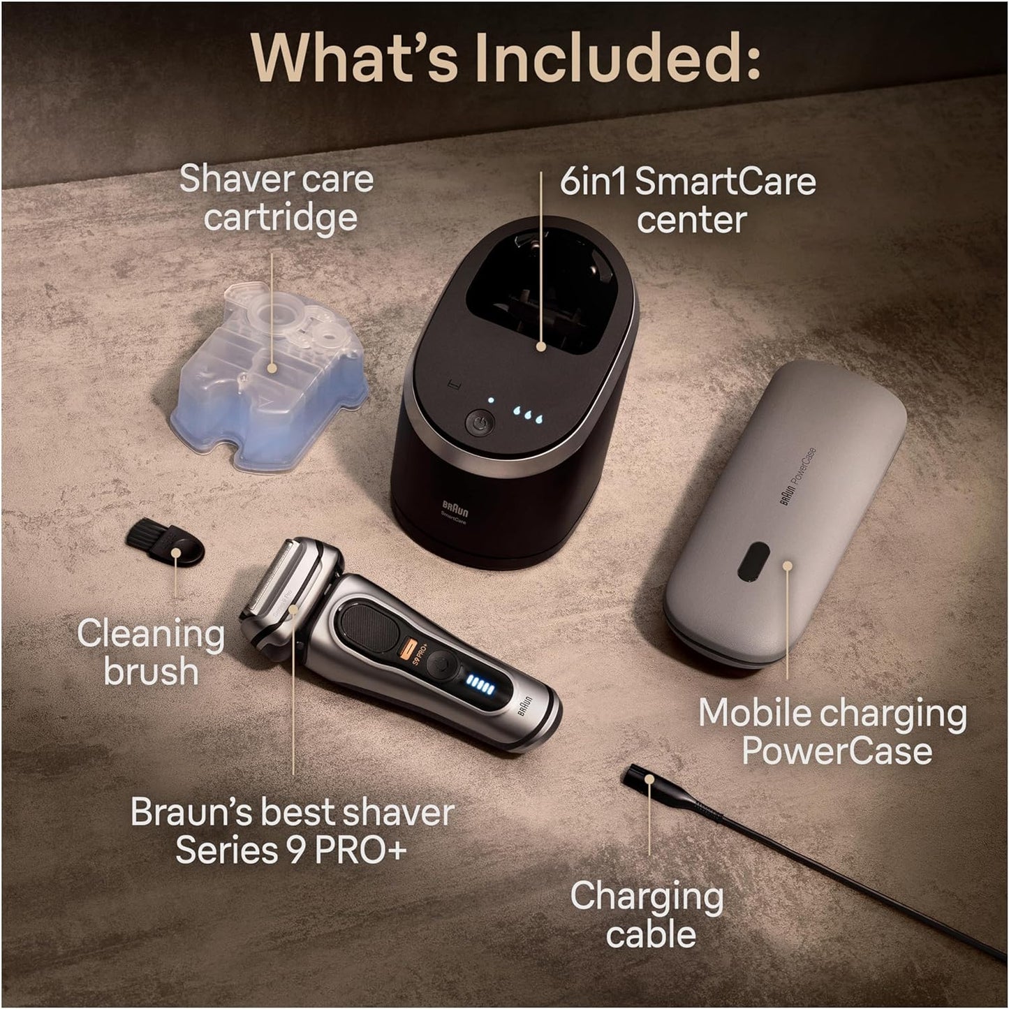 Series 9 PRO+ 9577Cc Electric Razor for Men, 5 Pro Shave Elements & Precision Long Hair Trimmer, 6In1 Smartcare Center, Powercase for Mobile Charging, Wet & Dry, 60Min Battery Runtime