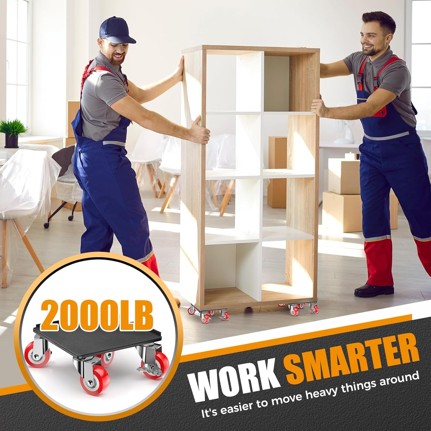 Furniture Dolly,Furniture Mover Pro Set,Furniture Lifter with 5 360° Rotatable Rubber Universal Wheels，Carbon Steel Panel Furniture Movers，Maximum Load 3307Lbs.Red.