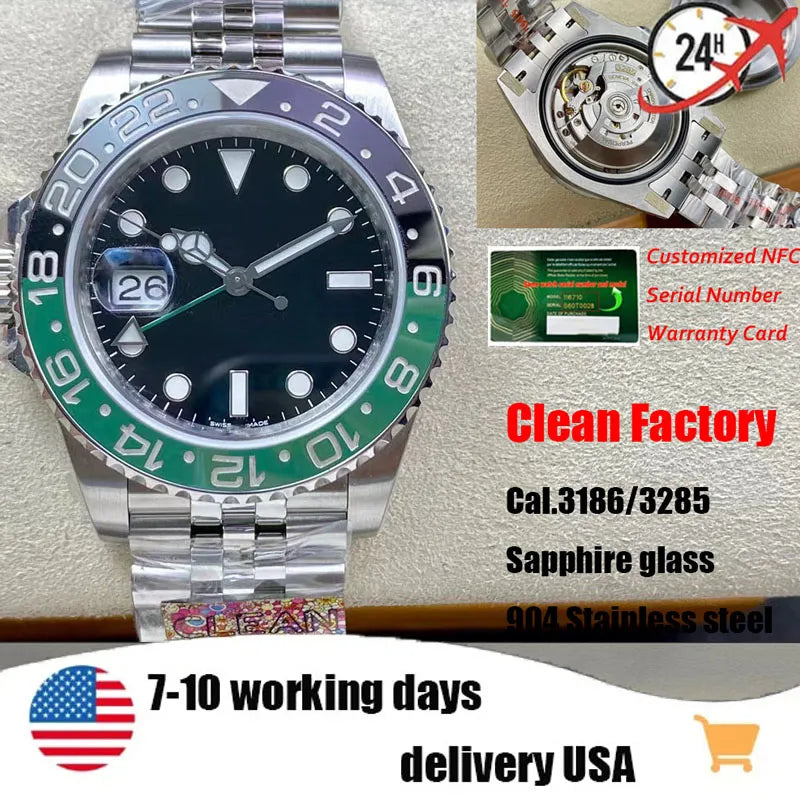 CLEAN Factory Produces New Men'S Watch 3186/3285 Movement 40Mm Size 904 Stainless Steel Sapphire Glass and Box