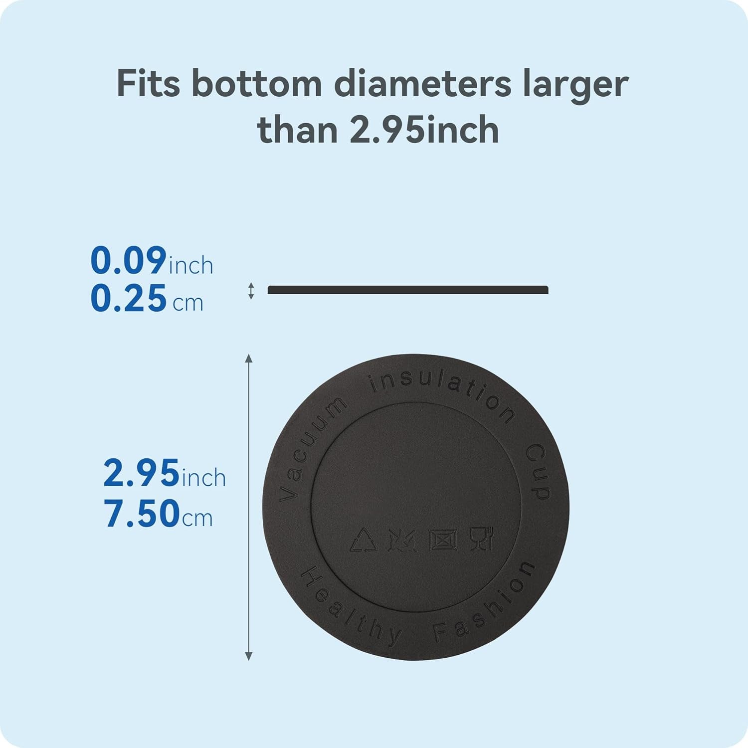 Silicone Bottom Protectors for Hydro Flask 60 Oz, Yeti 36 Oz, CIVAGO 32/40 Oz, IRON FLASK 32/40 Oz, Non-Slip Rubber Bottom Protectors (6 Pack 2.95" 75Mm)