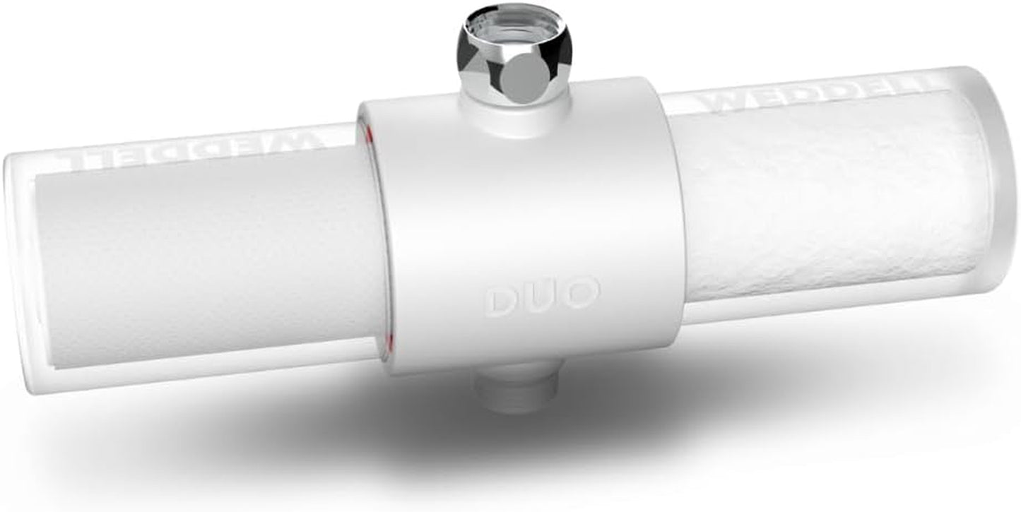 Duo Shower Filter - NSF Certified Shower Filter, High Pressure Activated Carbon Filter, Removes Chlorine, PFAS & Particulates, Clinically Tested for Healthier Skin & Hair (Single Pack, White)