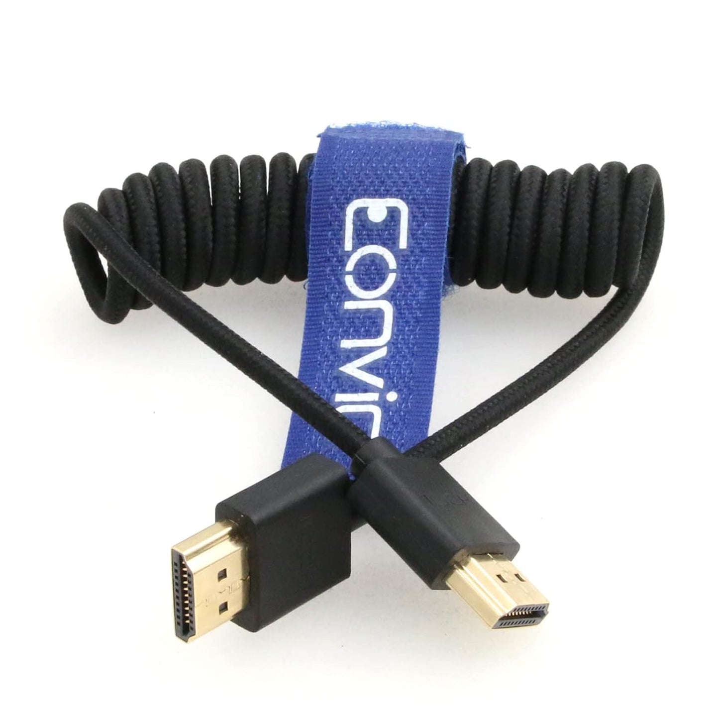 2.1 HDMI 8K HDMI to HDMI Cable High Speed Thin HDMI Male to Male Extender Coiled Cable for Atomos Ninja V, Sony A7Siii, Portkeys BM5 Monitor (HDMI-HDMI, Black Braided Coiled Cable)