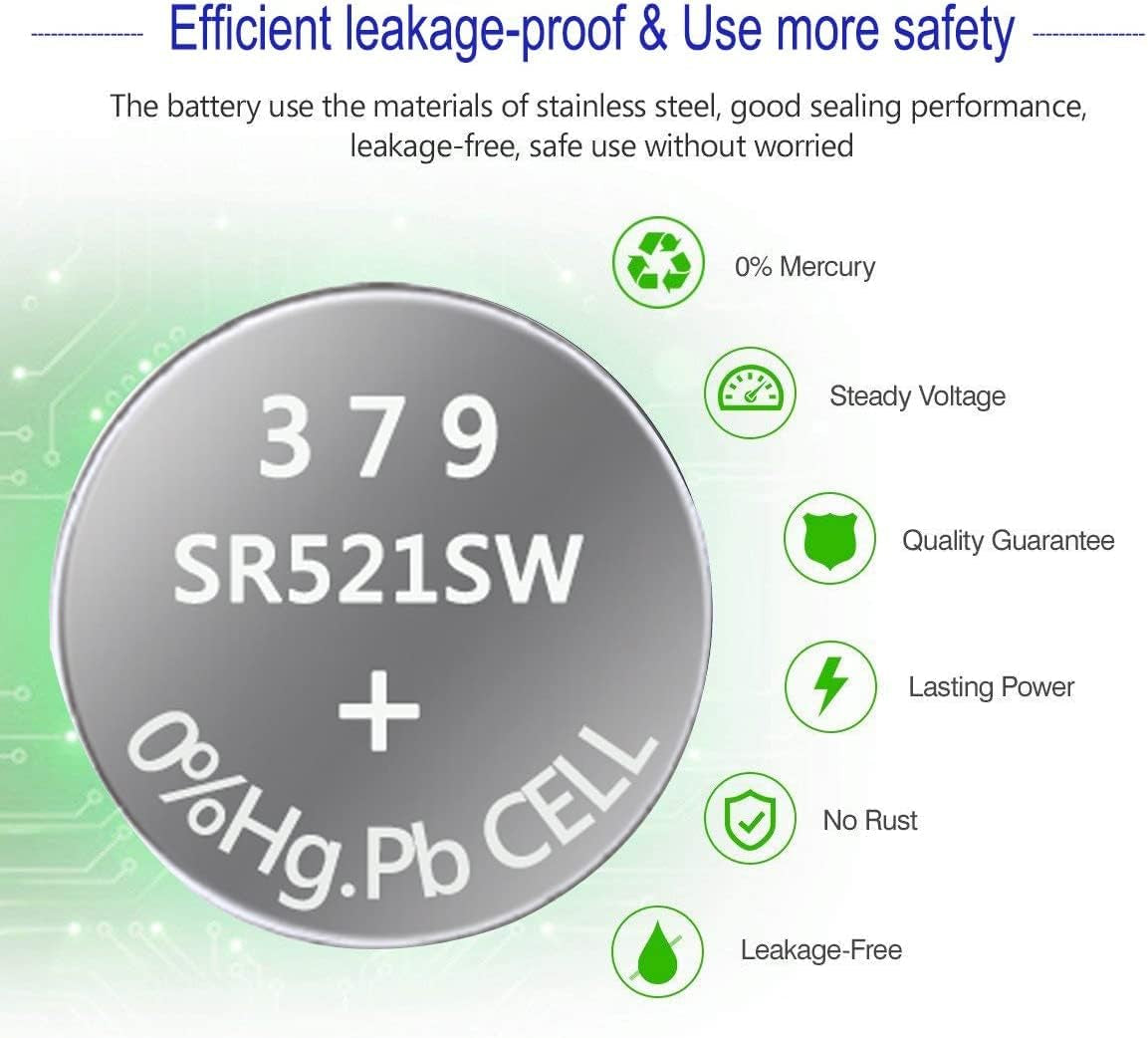 379 SR521SW V379 Watch Battery 1.5V Button Cell (10-Pack)