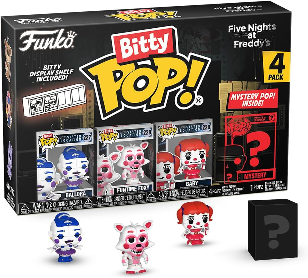 Bitty Pop!: Five Nights at Freddy'S Mini Collectible Toys 4-Pack - Ballora, Funtime Foxy, Baby & Mystery Chase Figure (Styles May Vary)