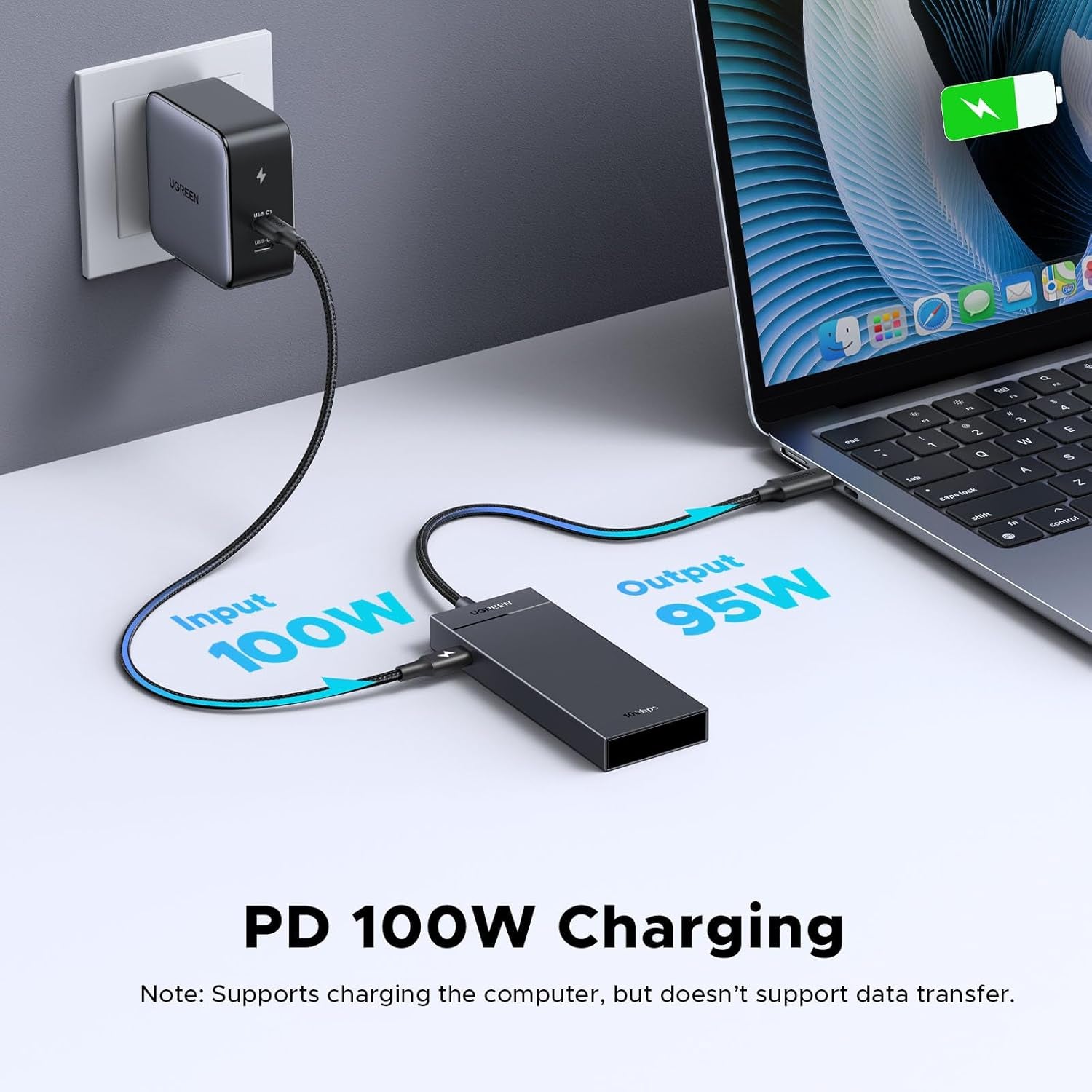 Powered 100W 10Gbps USB C Hub - 5 in 1 Adapter with 4 USB-C, 100W PD Ports for Macbook/Air, Ipad Pro, Iphone, Surface, Laptops and More