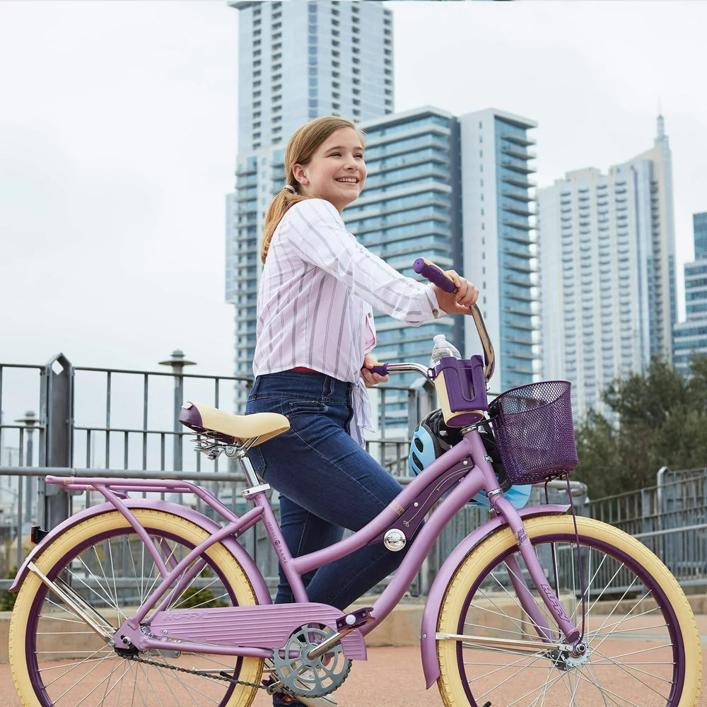 24" Nel Lusso Girls' Cruiser Bike, Purple Satin, Age 12+ Years