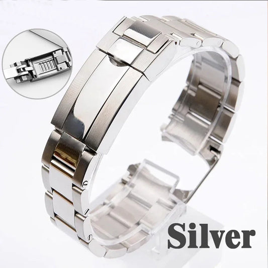 Watch Bracelet for Rolex SUBMARINER DAYTONA SUP GMT Men Fine-Tuning Pull Button Clasp 904L Stainless Steel Watch Chain 20Mm