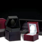 Allure - Luxury Ring Box with LED Light, Authentic Mahogany Wood with Black Leatherette Insert, Square Elegant Diamond Ring Case, for Unique Proposal or Wedding, Small Jewelry Display Gift Box.