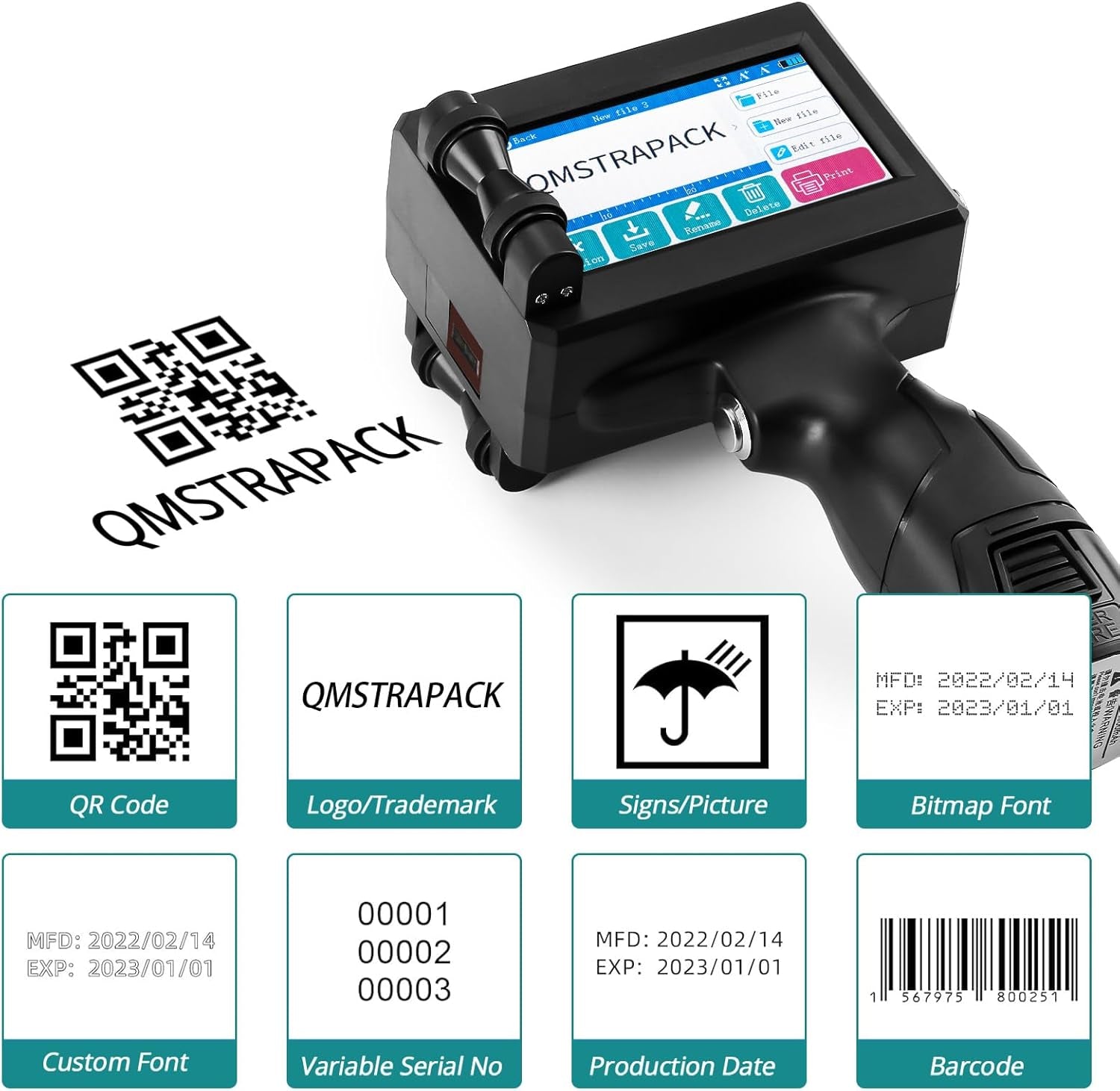 C10 Handheld Inkjet Printer Gun with Original Fast-Drying Ink Cartridge for Text Qrcode Barcode Batch Number Label Image Expiry Date Portable Printer for Any Surface (Non-Encrypted)