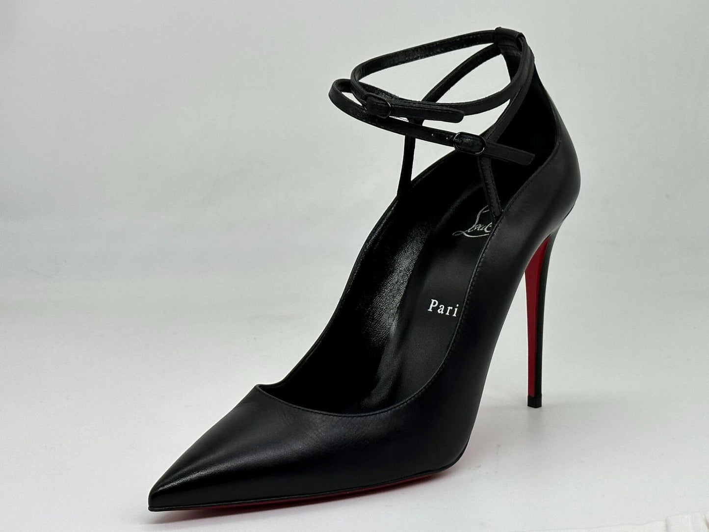 Christian Louboutin CONCLUSIVE 100 Double Ankle Strap Heels Pumps Shoes $1045