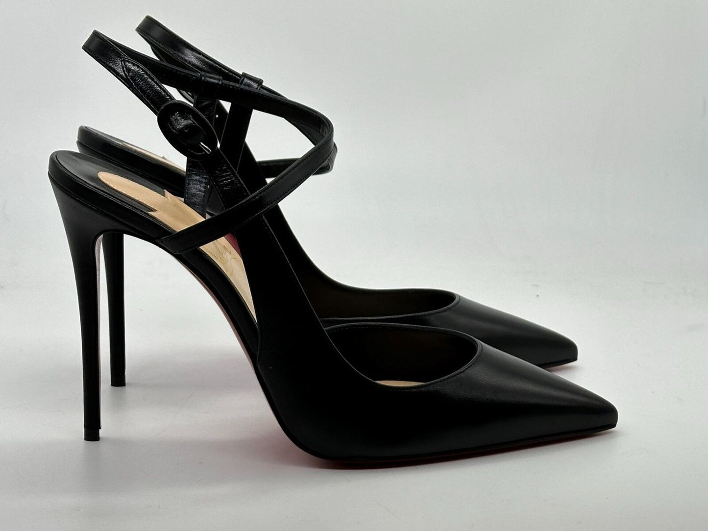 Christian Louboutin JENLOVE 100 Leather Ankle Strap Heels Pump Shoes Sandal $895