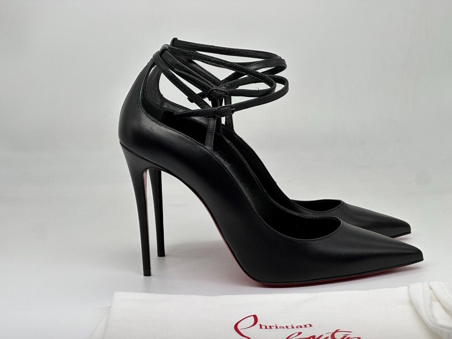 Christian Louboutin CONCLUSIVE 100 Double Ankle Strap Heels Pumps Shoes $1045