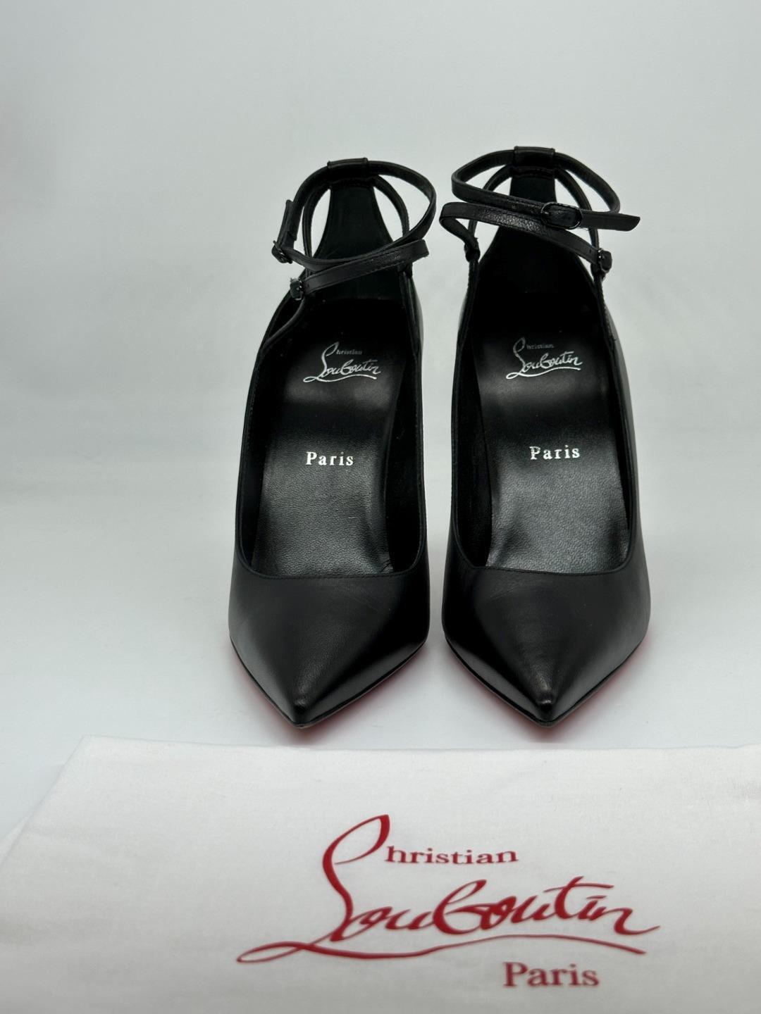 Christian Louboutin CONCLUSIVE 100 Double Ankle Strap Heels Pumps Shoes $1045