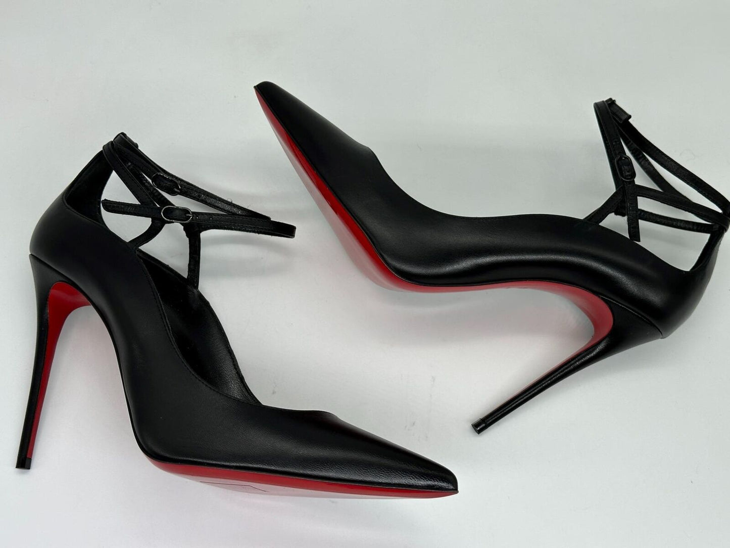 Christian Louboutin CONCLUSIVE 100 Double Ankle Strap Heels Pumps Shoes $1045