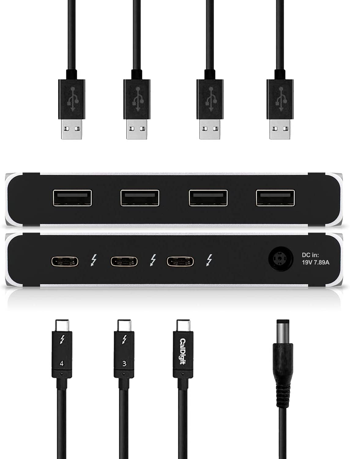 Thunderbolt 4 Element Hub - Universal Multi-Port Hub, 4X 4/USB4 Ports, USB 3.2 Gen2 10Gb/S Single Display up to 8K or Dual 4K 60Hz Displays, 60W Charging with 0.8M Cable