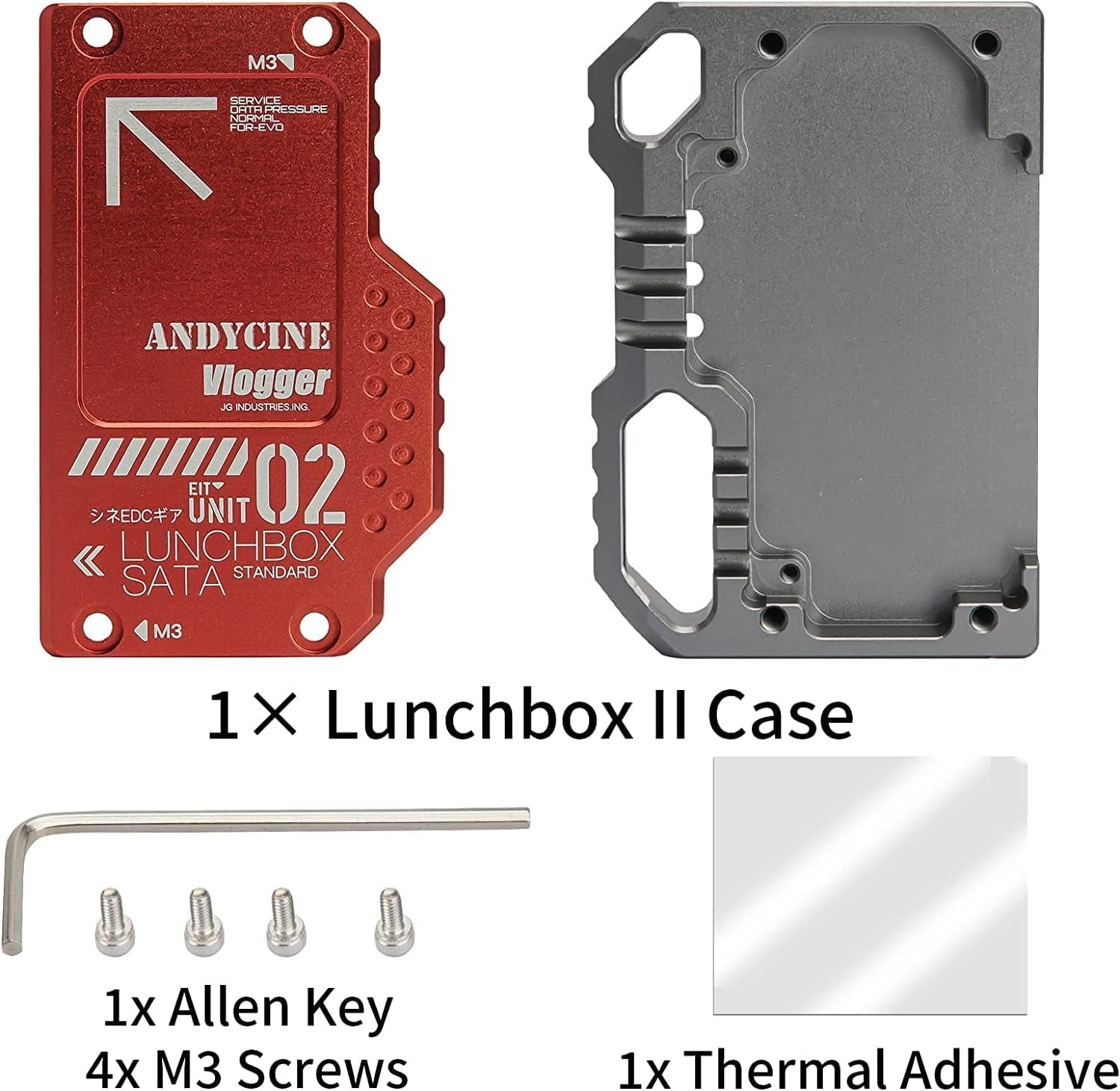 Lunchbox Red Magnalium Case for DIY SSD Compatible for Sumsung 860/870 1TB/2TB Compatible with Atomos Ninja V,V+, Ninja Flame, Ninja Inferno, and Shogun Inferno