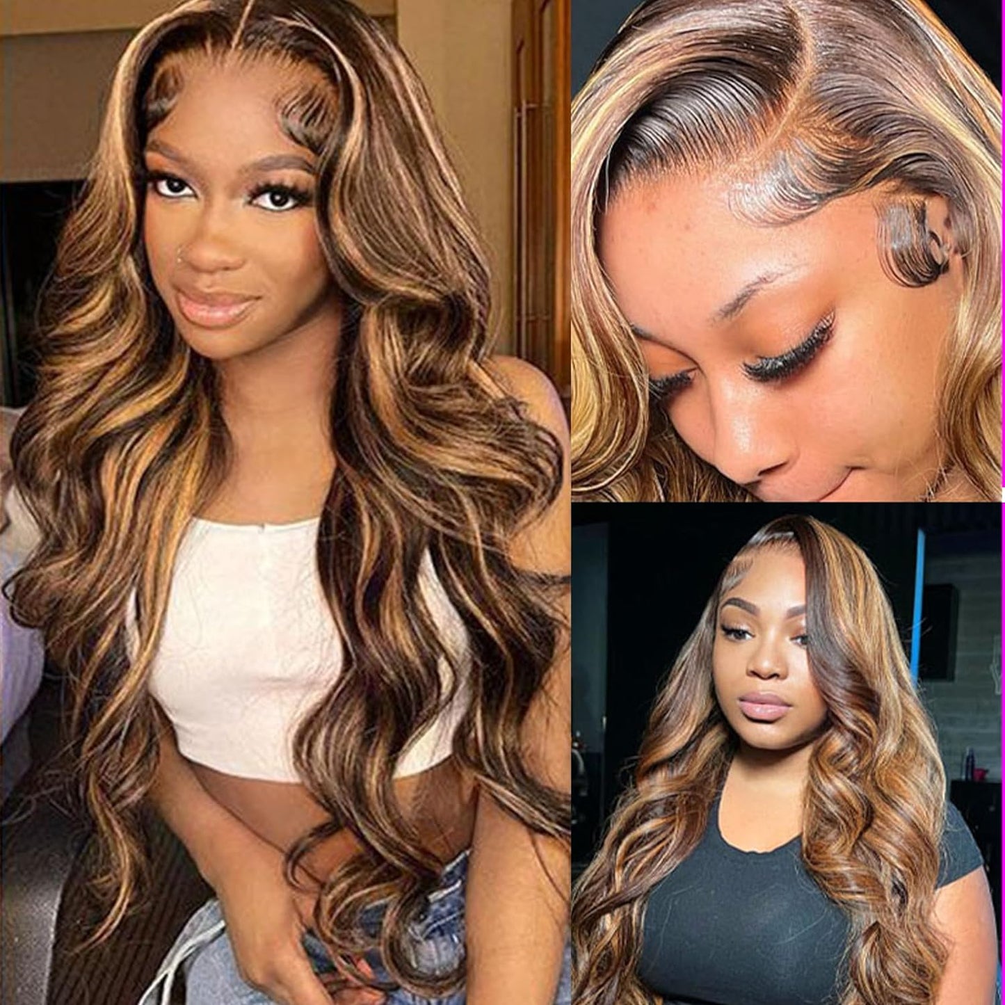 26 Inch Wear and Go Glueless Wig Pre Plucked Pre Cut for Beginners Ombre Honey Blonde Lace Closure Wigs Human Hair 5X5 Hd Highlight 180% Density Body Wave Lace Front Wigs Human Hair