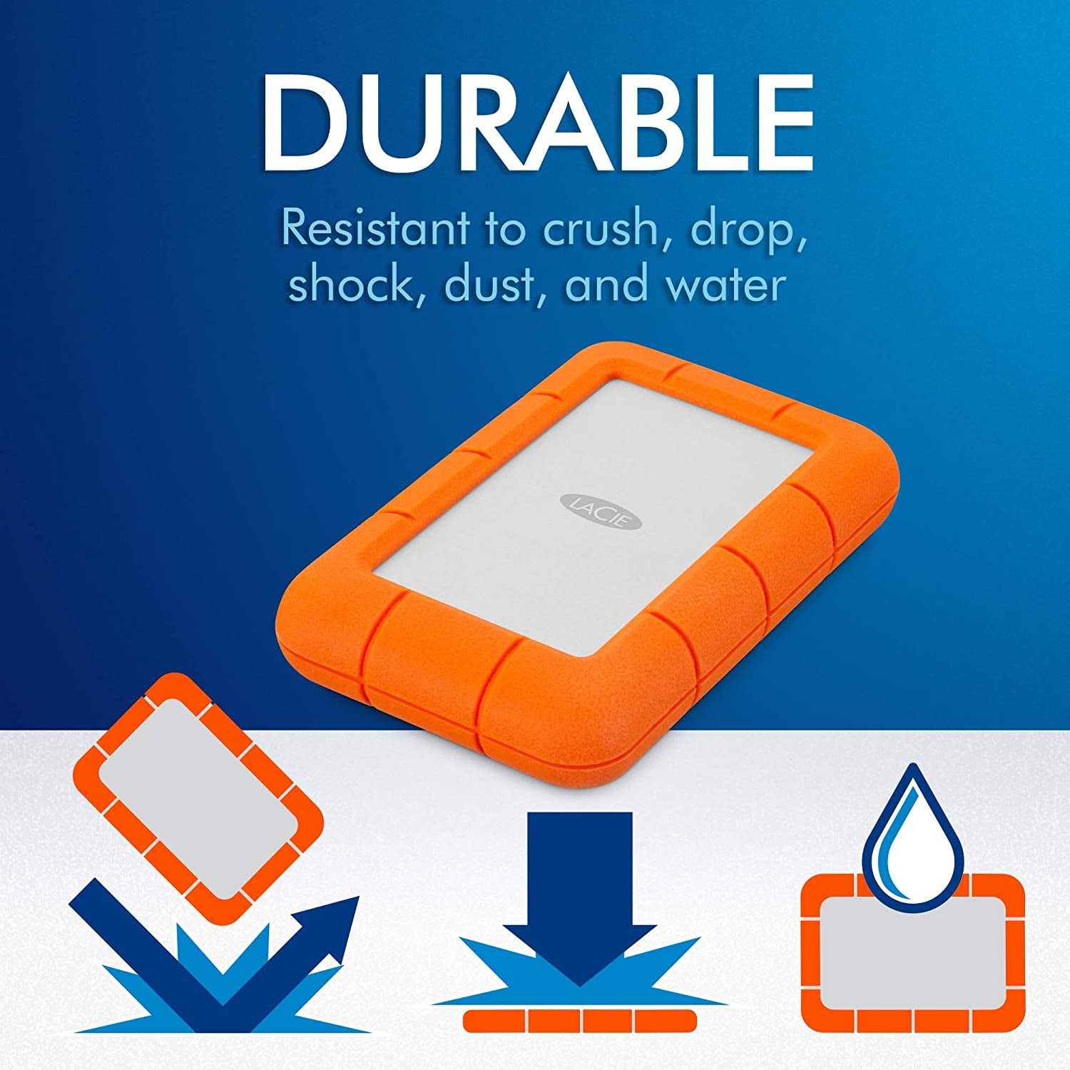 Rugged Mini 4TB External Hard Drive Portable HDD - USB 3.0 Compatible, Drop/Shock/Dust/Rain Resistant Shuttle Drive for Mac and PC