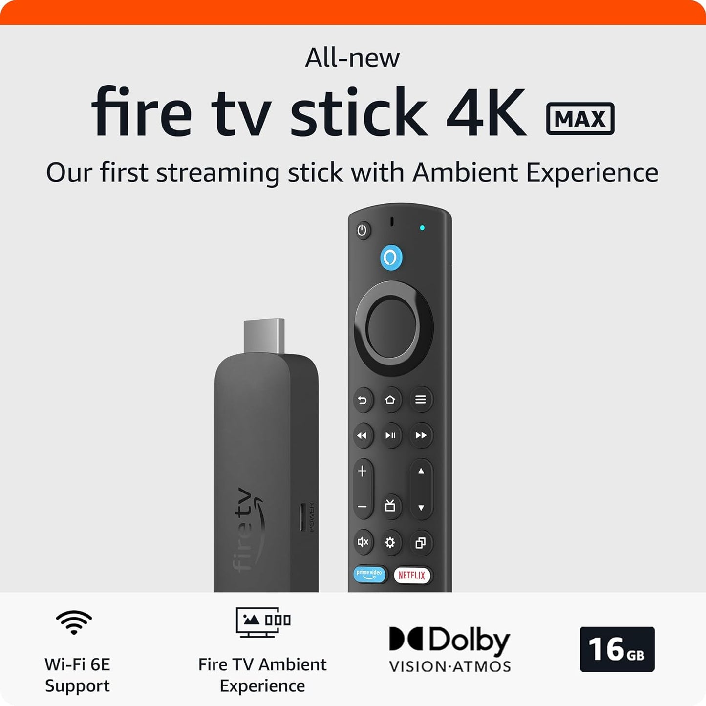 All-New  Fire TV Stick 4K Max Streaming Device, Supports Wi-Fi 6E, Free & Live TV without Cable or Satellite