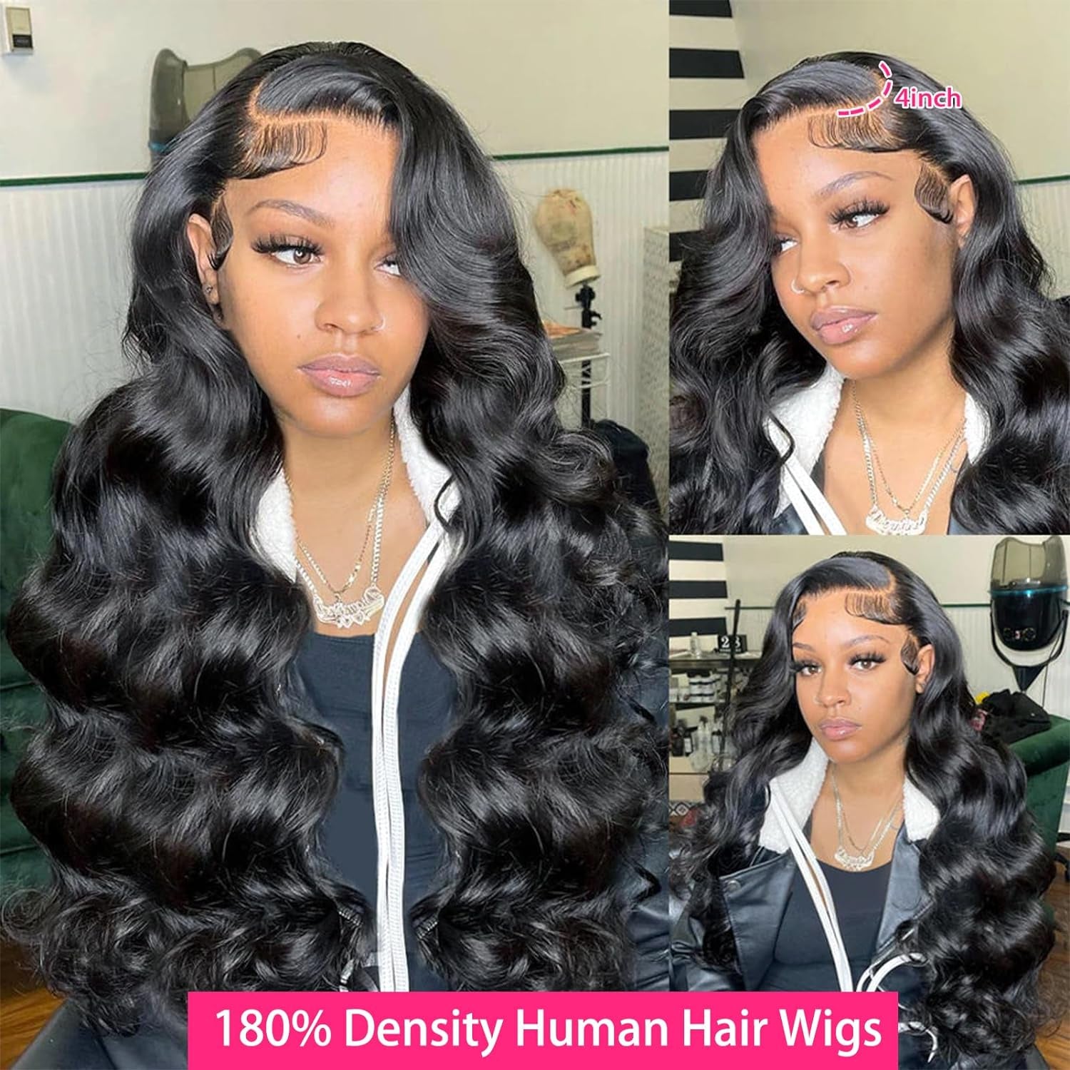 Body Wave HD Lace Front Wigs Human Hair Pre Plucked 28 Inch 180% Density 13X4 Glueless Frontal Wigs Human Hair Lace Front Wig with Baby Hair for Women Natural Black