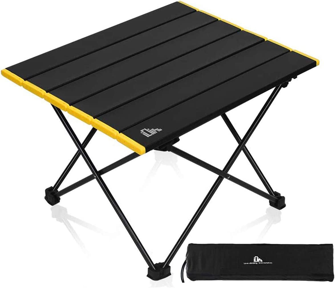 Ultralight Compact Camping Alu. Folding Table with Carry Bag, Two Size (Black - S)