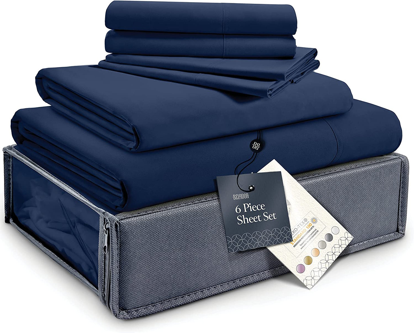 Silky Soft Bed Sheet Set - Luxury 6 Piece for Queen Size Bed, Secure-Fit Deep Pocket with Elastic, Breathable Hotel Sheets and Pillowcase Set, Wrinkle Free Oeko-Tex Sheets