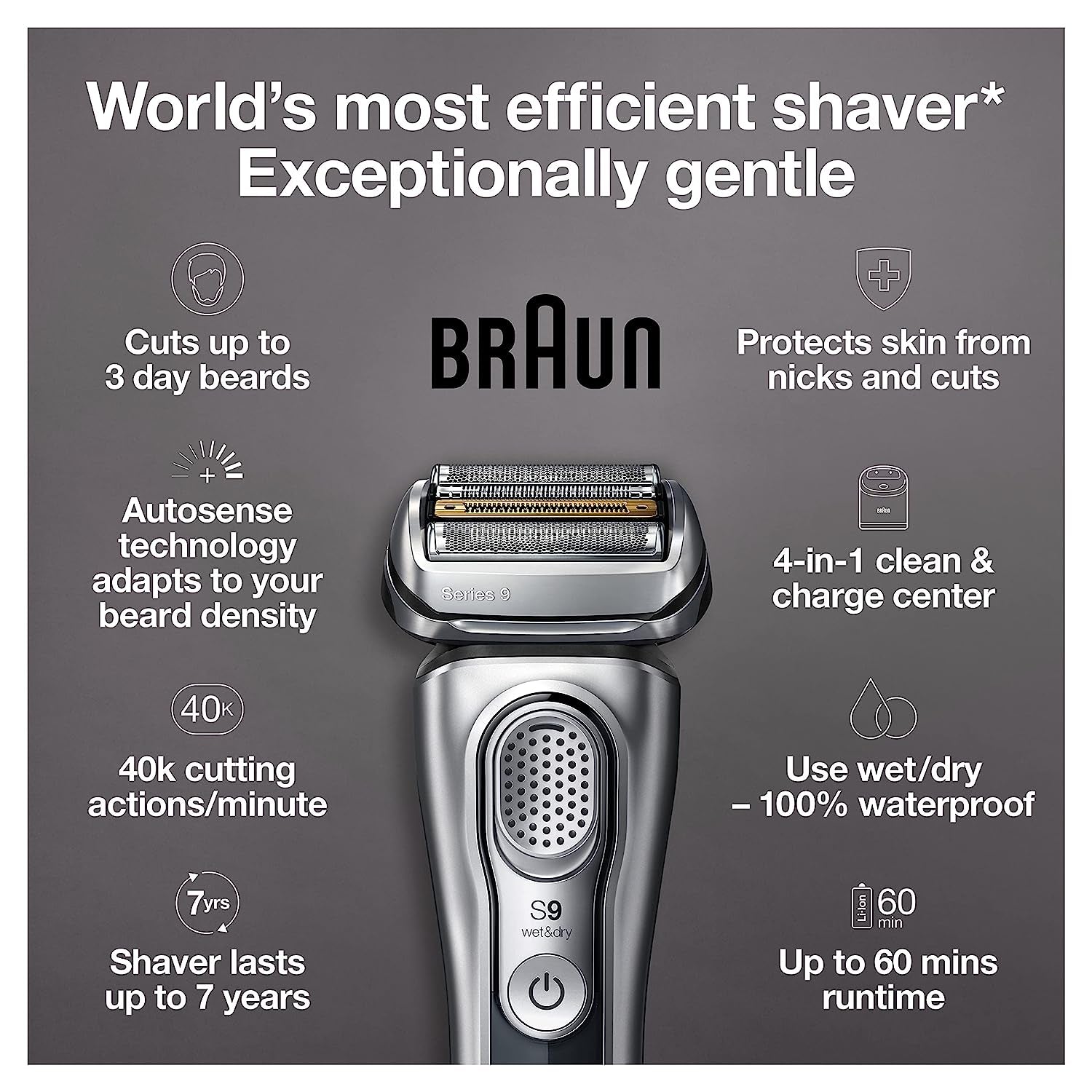 Series 9 9370Cc Rechargeable Wet & Dry Men'S Electric Shaver with Clean & Charge Station