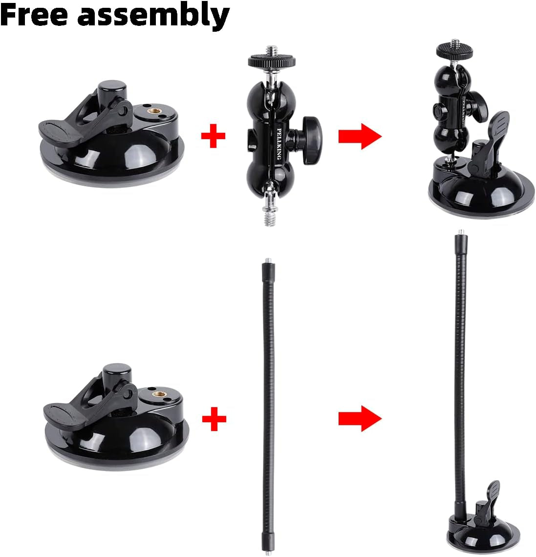 Suction Cup Mount for Insta360 X3/X2/X,With 360° Ball Head Magic Arm Double Ball Head Adapter and with 27Cm Extension Tube Mount for Gopro Insta360 DSLR Camera, Car Windshield Attachment